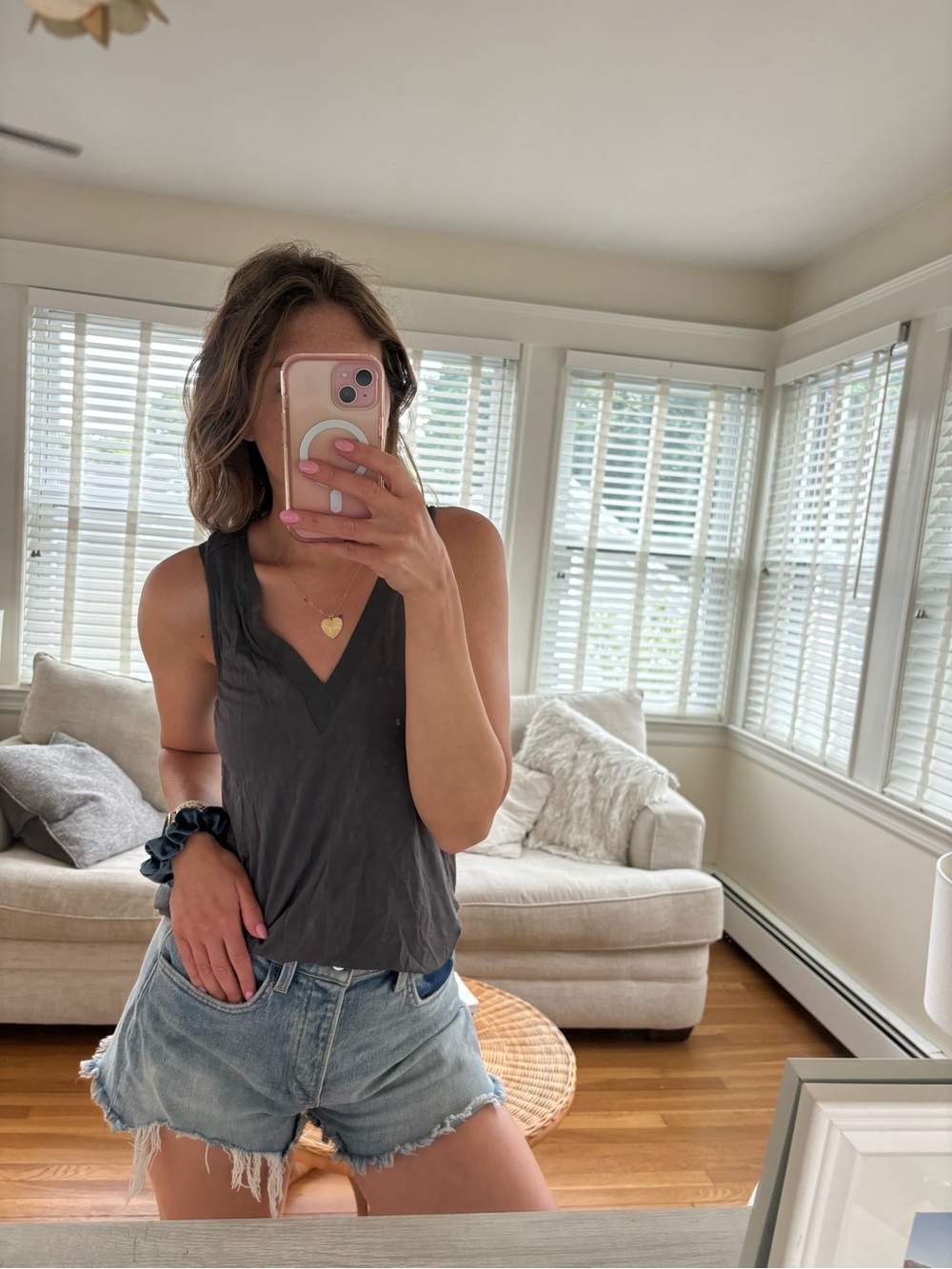 14th & Union Y2K Gray Layered Tank Top | Small